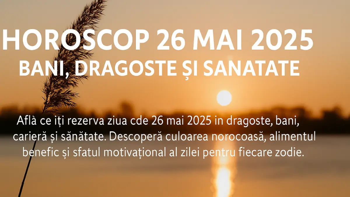Horoscop 26 mai 2025 – Previziuni zodii: bani, dragoste, sănătate și culoare norocoasă