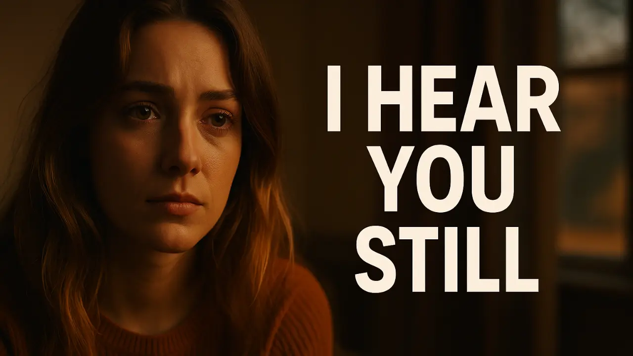 Emotional thumbnail of a woman in warm light with the text "I Hear You Still" – Lo-Fi healing song