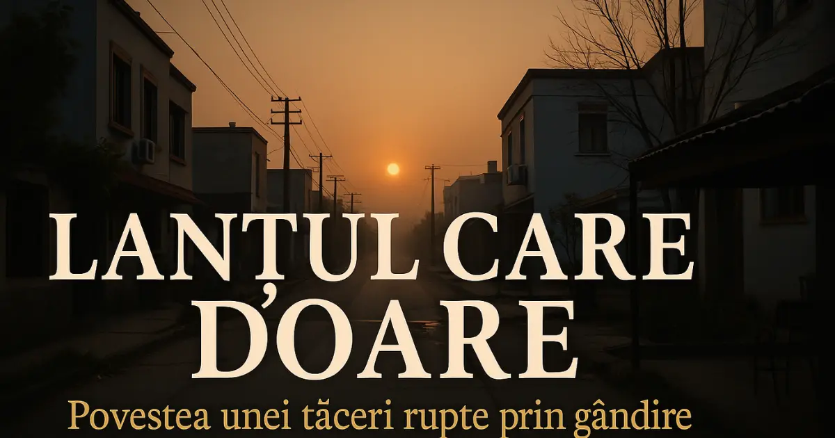 Copil ținând lanțuri rupte în mâini, simbolizând eliberarea din traume intergeneraționale – artwork pentru piesa „Lanțul care doare”.